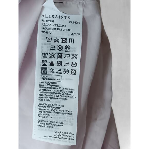 AllSaints Paola Futurae Pink Floral Maxi Dress Women’s Size 0 Lined Flowy Boho - Picture 12 of 12